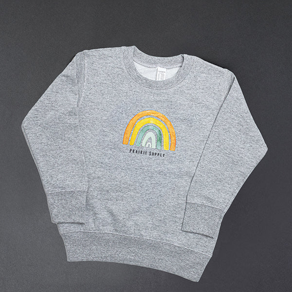 Prairie Supply Company X WlDFLWR Studio Toddler Sweatshirts - Prairie Rainbow - Grey