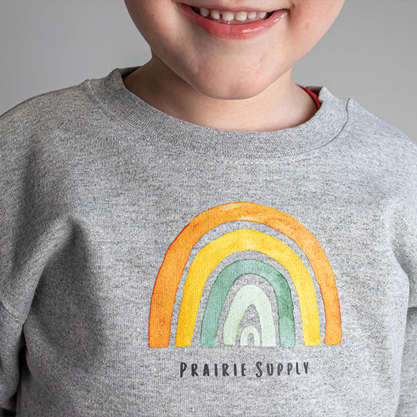 Prairie Supply Company X WlDFLWR Studio Toddler Sweatshirts - Prairie Rainbow - Grey