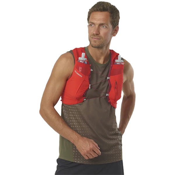 Salomon Running Vests - Sense Pro 5 With Flasks - Fiery Red/Ebony/Cabernet